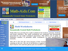 Tablet Screenshot of math-aids.com